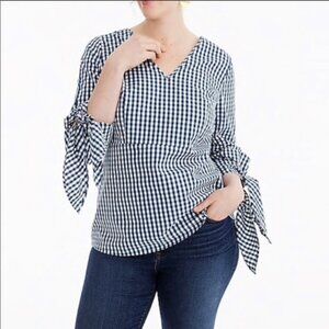 J Crew Universal Standard Gingham Blouse  XL Top 3/4 Sleeve